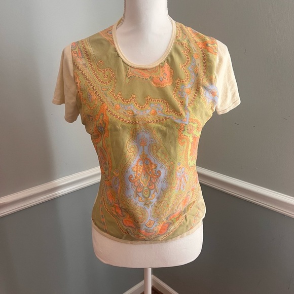 J. McLaughlin Paisley Short Sleeve Top - Size Small - Picture 1 of 6